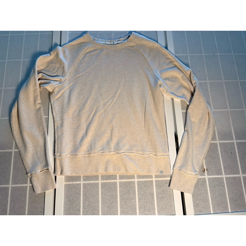 tasc Performance Womens Small Beige Cream Bamboo Organic Cotton Sweatshirt Crew